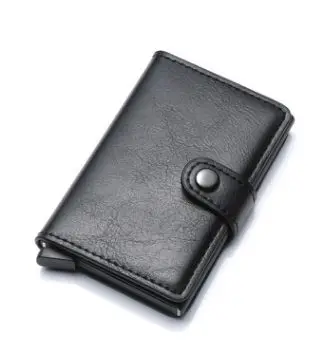 black rfid wallet Автоматический кредитный держатель для карт s бизнес мужской чехол для ID карты модный RFID держатель для карт алюминиевые кошельки для банковских карт - Цвет: black rfid wallet