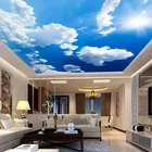 Современные Простые фотообои с изображением голубого неба и белых облаков, тематические обои для гостиной, гостиницы, потолочные Настенные тканевые обои
