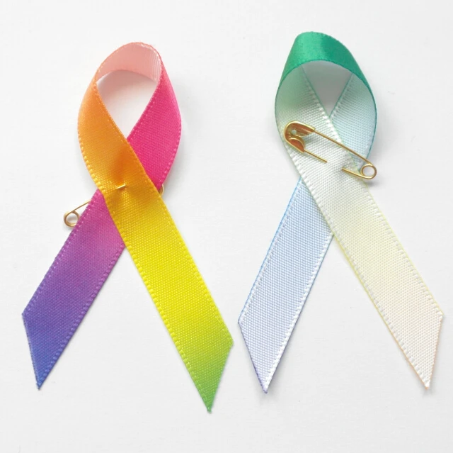 500 шт радужные полиэфирные атласные ленты с безопасными штифтами (Радуга)