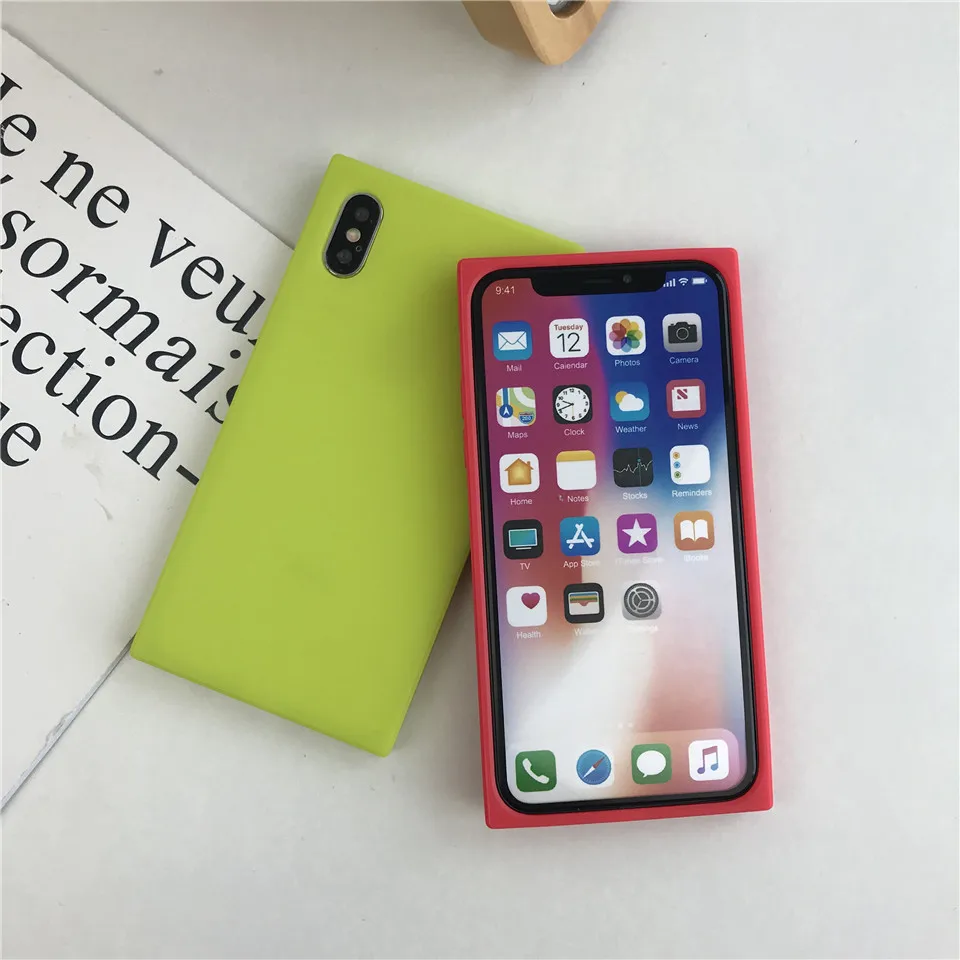 For iPhone X Silicone Square Candy Color TPU Matte Case iphone 8 7 Plus 6 6S Plain Soft XS Cover Phone Cases |