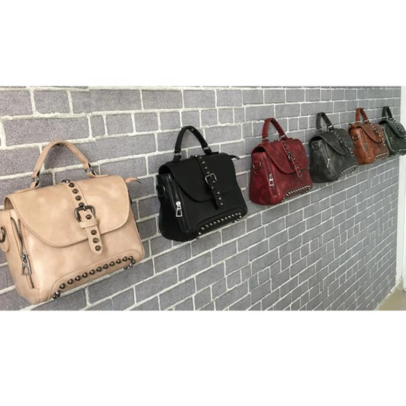 

2020 Women Messenger Bags Crossbody Bags Vintage Leather Bags Handbags Women Famous Brand Rivet Small Shoulder Bag X439