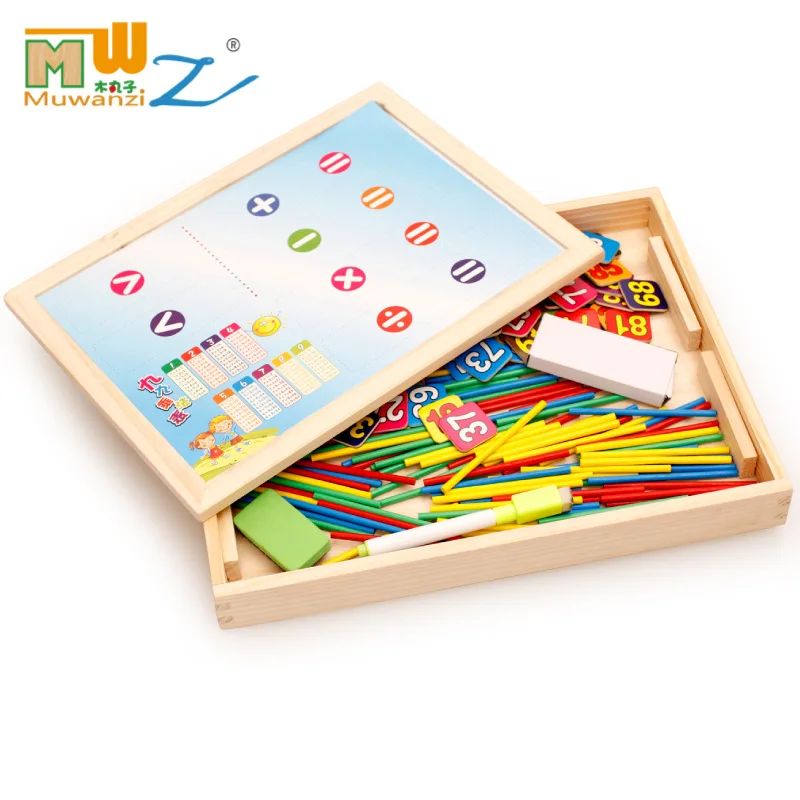 

MWZ Magnetic Wooden Math Toys Number Math Teaching Aids Game Counting Sticks Box Set Educational Toys
