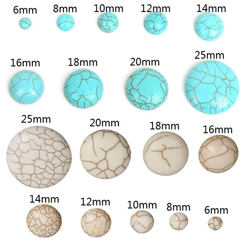 10 шт./Опп голубые бирюзовые бусины с плоской спинкой белого цвета кабошон для