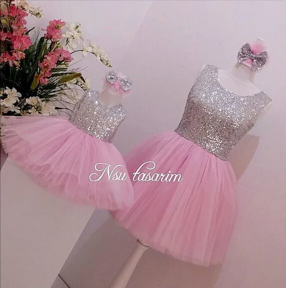 Gorgeous pink tulle puffy baby girl tutu dress with bow bling sequins infant 1st birthday party outfits | Детская одежда и обувь