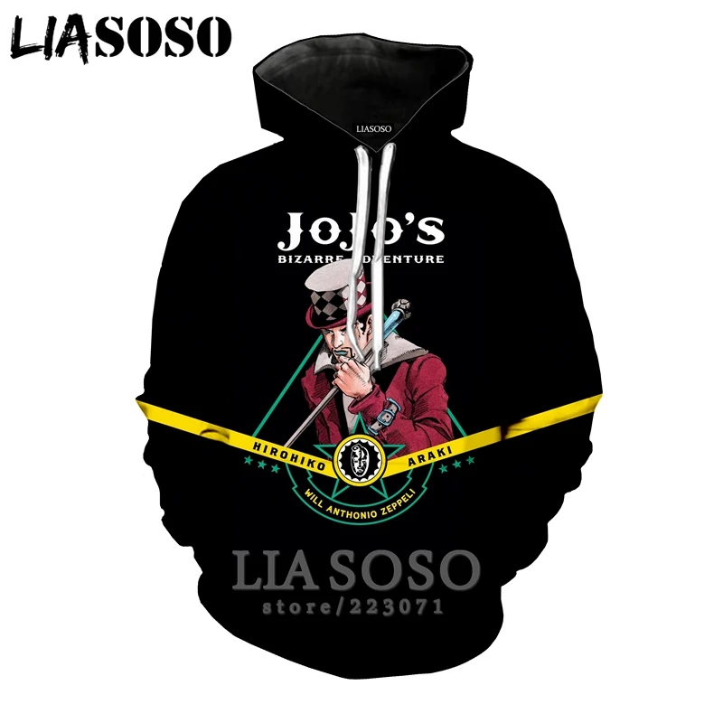 LIASOSO, зимняя мужская и женская толстовка Higashikata Josuke, 3D принт, JoJo, Необычные приключения, толстовки с длинным рукавом, топ, пуловер, B051-11 - Цвет: 18