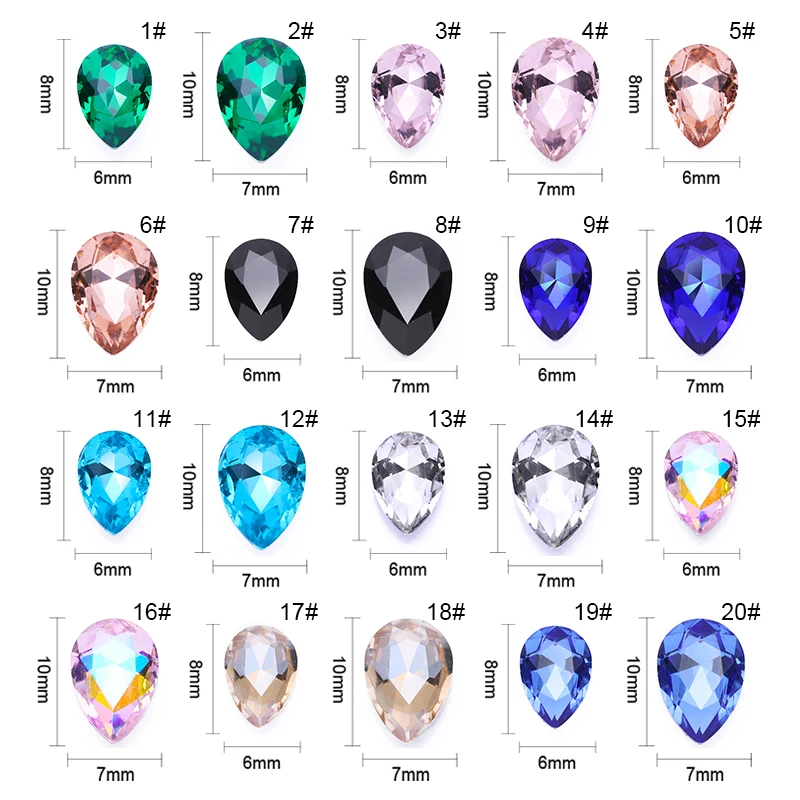 10 шт./пакет для дизайна ногтей стразы с каплями воды плоский задник 3D украшения