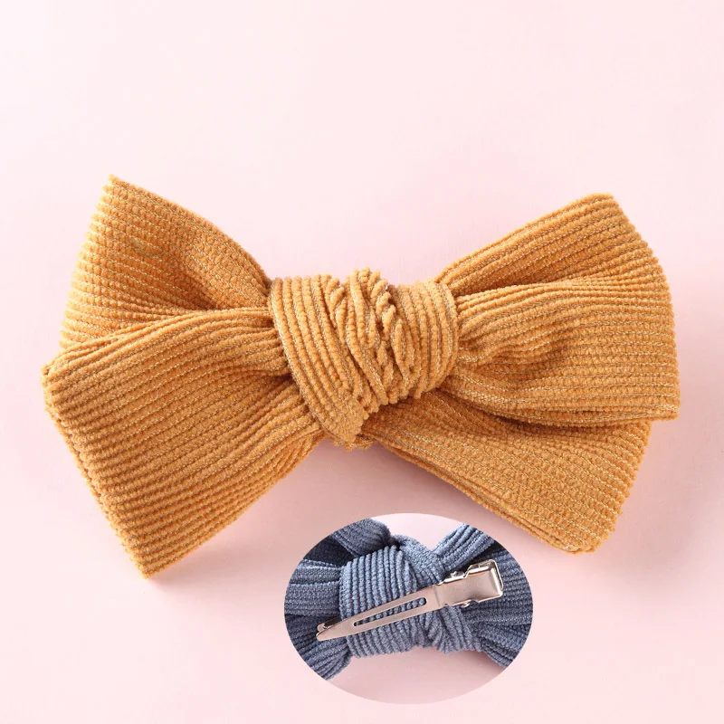 Mustard with clip Повязки на голову или заколки для волос, аксессуар для волос из ткани для девочек - Цвет: Mustard with clip