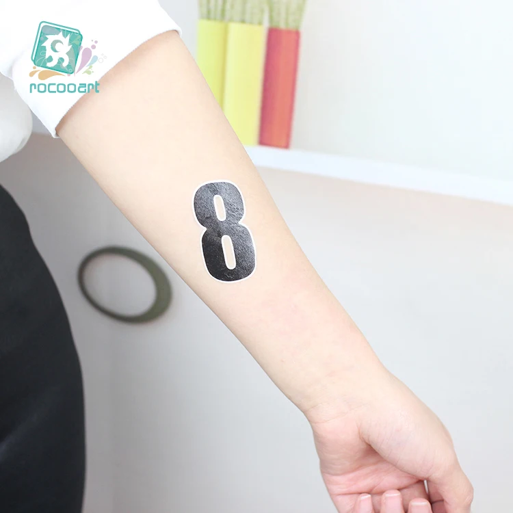 Rocooart CE, тату с черными цифрами, тату для лица, Спортивные фанаты, поддельные тату, Олимпийский матч, тату, Детская забавная Временная тату-наклейка