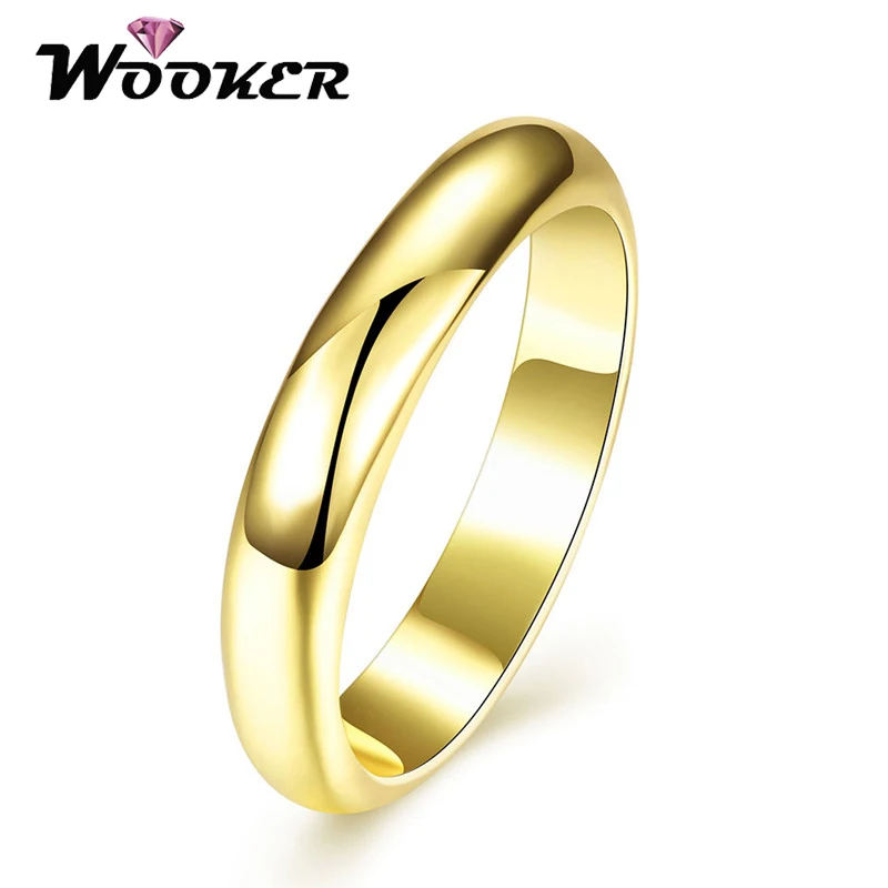 WOOKER Оптовая Золото Цвет Кольца Простой Дикий Гладкий Палец Кольцо Для Женщин