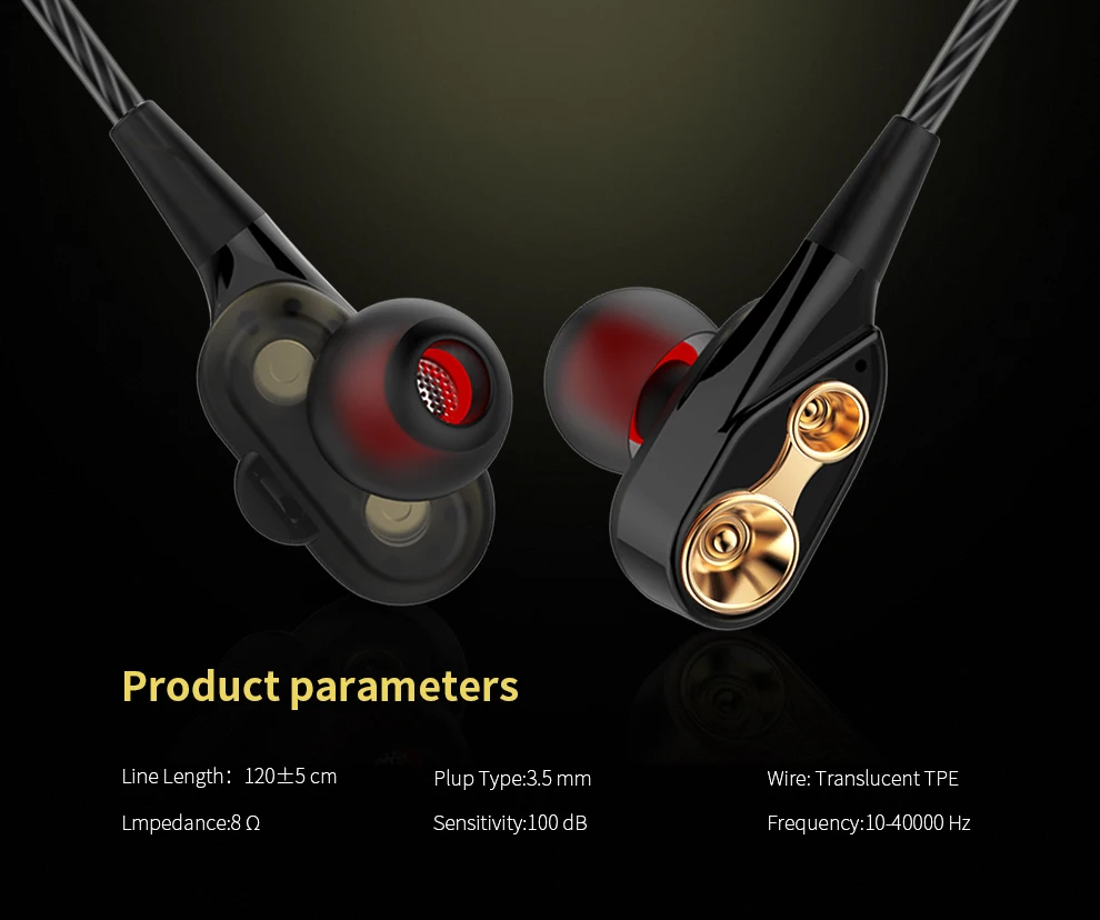 Проводные наушники TOPK для телефона с двойным драйвером, Hi-Fi, стерео наушники-вкладыши, 3,5 мм, спортивные наушники для бега с микрофоном, наушники-вкладыши