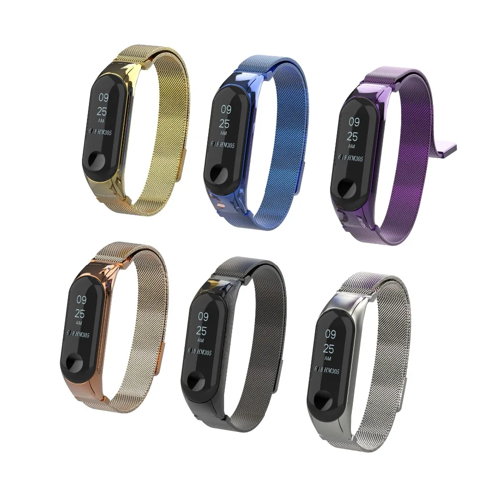 Миланский магнитный ремешок для Xiao Mi Band 3 из нержавеющей стали наручных часов