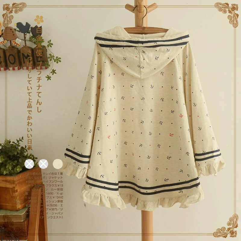 Женская Повседневная куртка с капюшоном свободная хлопковая накидка в японском