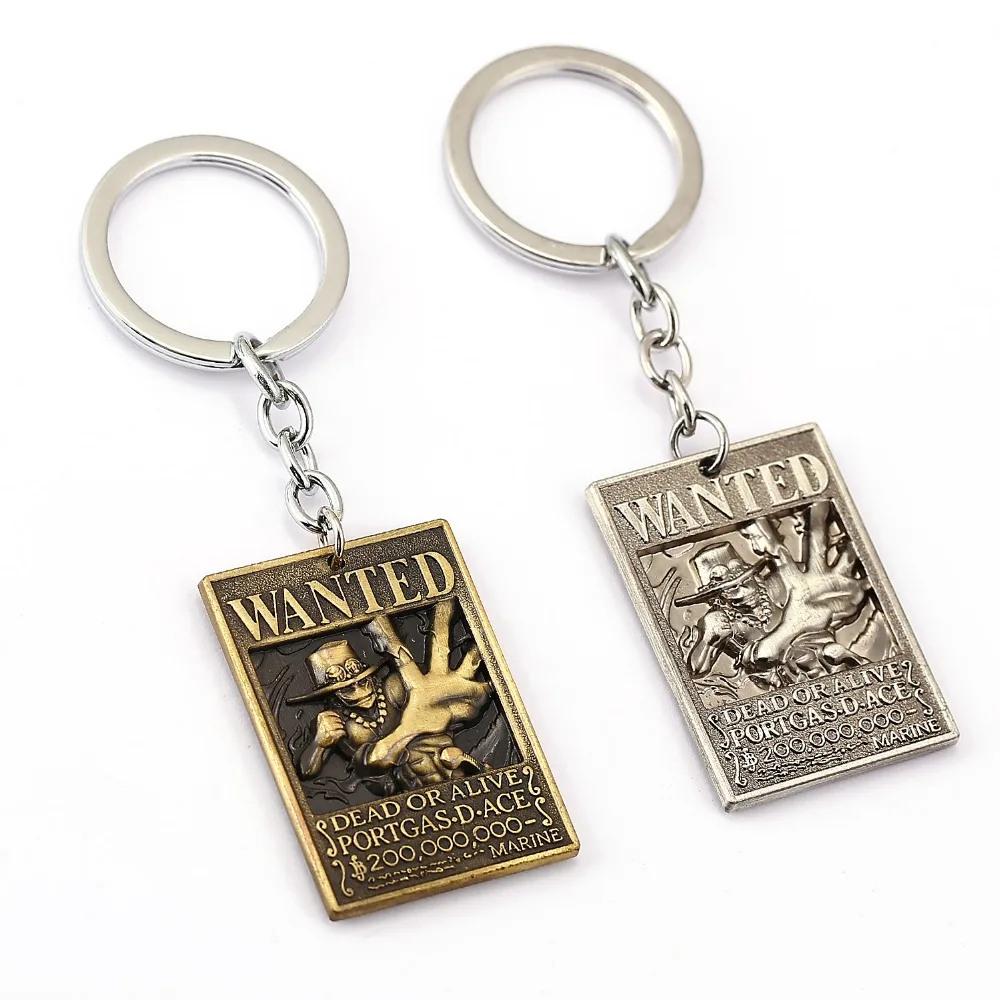 

12pcs/lot ONE PIECE Wanted Poster Key Chain Ace Warrant Key Rings For Gift Chaveiro Car Keychain Jewelry Anime Key Holder