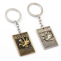 12pcslot one piece wanted poster key chain ace warrant key rings for gift chaveiro car keychain jewelry anime key holder