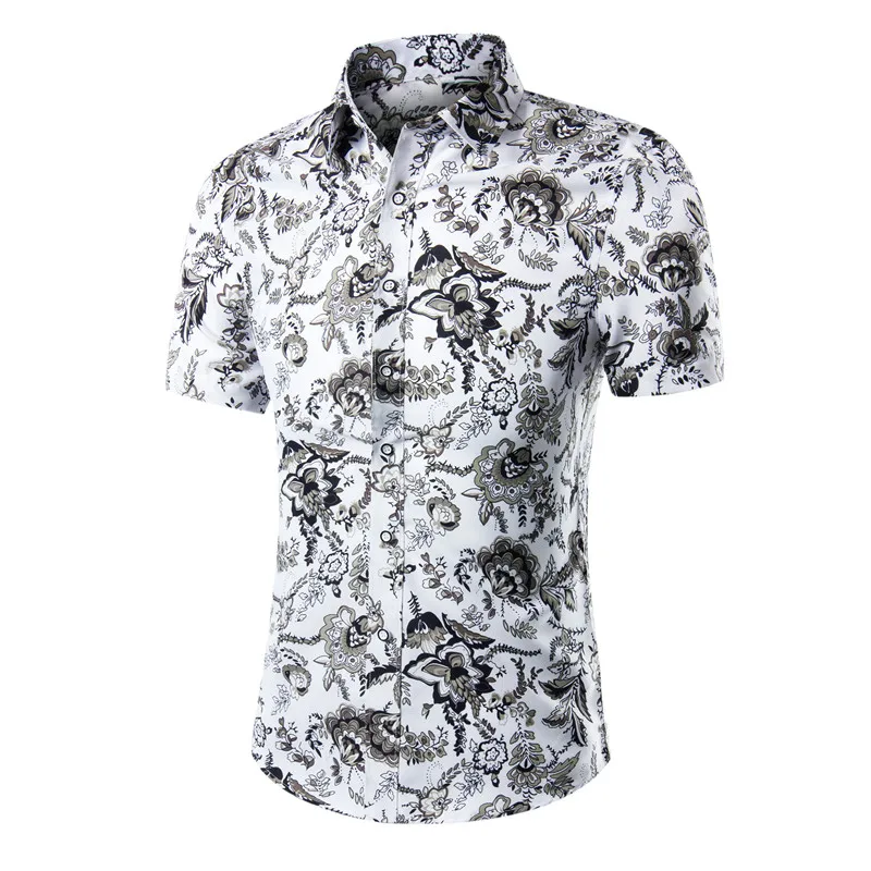 

Рубашка мужская с коротким рукавом, гавайская блуза кроя Slim Fit, с модным принтом, удобная сорочка, лето