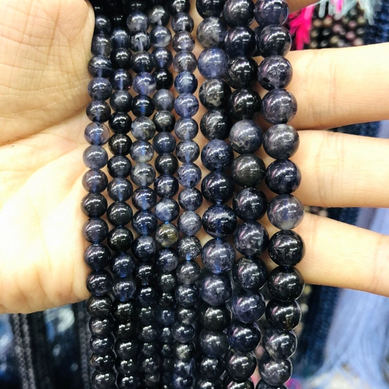 Бусины Из Натурального иолита гладкие круглые бусины из натурального камня 4 мм 6