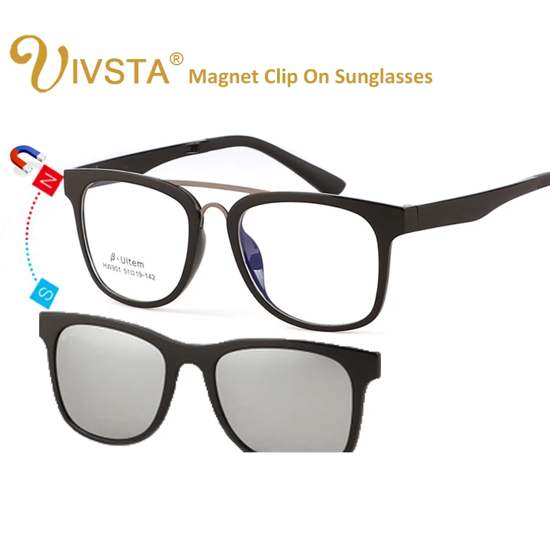 

IVSTA ULTEM Magnet Sunglasses Clip On Glasses Men Women Polarized Lenses Optical Frame Magnetic Clips Prescription Oversized Big
