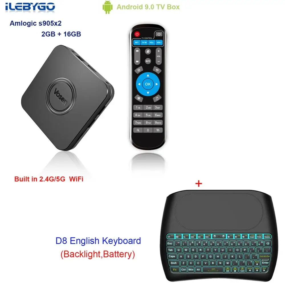 2GB 16GB with D8 Ilebygo Смарт Android 9,0 ТВ-бокс Amlogic s905x2 четырехъядерный набор верхней коробки 2,4G/5G двойной wifi поддержка OTA обновление медиаплеер - Цвет: 2GB 16GB with D8
