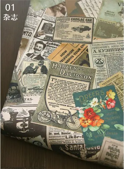 Розничная и Качество Винтаж Zakka 5 узоров вариант газета, журнал Париж памяти печатных ткань для DIY шитья - Цвет: 1 Magzine