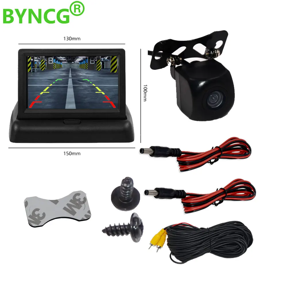 Красный BYNCG ЖК дисплей автомобиля Мониторы 4,3/5 дюймов TFT дисплей Desktop/Складная/зеркало 4,3/5 ''видео PAL/NTSC Автостоянка заднего вида резервн - Цвет: Красный