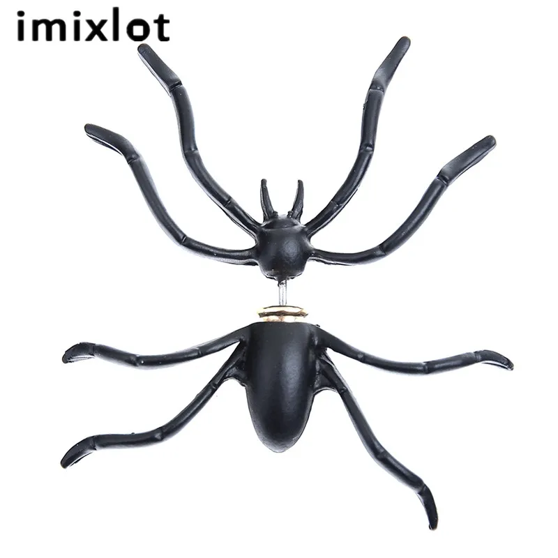 Imixlot 1 пара панк двухсторонний насекомое гвоздик в виде паука Серьги