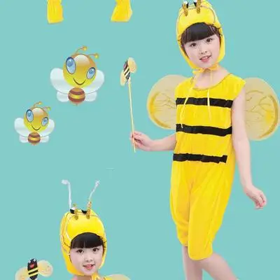 Yellow 002 Детские костюмы на Рождество, Хэллоуин, пчела, вечерние костюмы для девочек, костюмы животных для костюмированной вечеринки, аксессуары для выступлений с крыльями, комплекты из 4 предметов - Цвет: Yellow 002