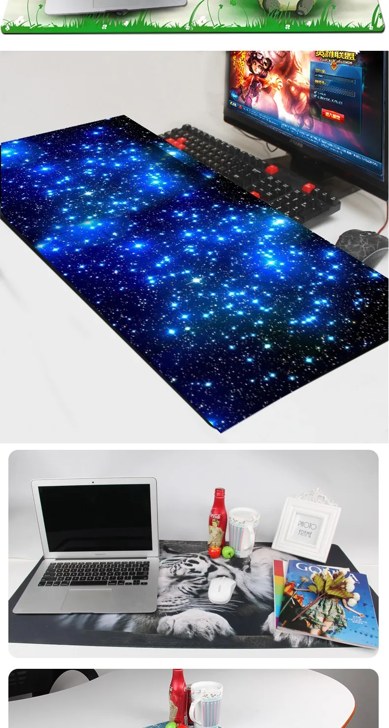 Большой игровой коврик для мыши 800*400*3 мм межзвездные картинки коврик для мыши геймер аниме