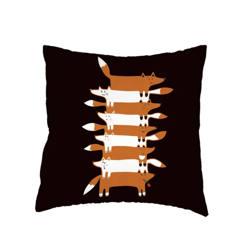 Минималистичный белый чехол для подушки зонтик с надписью лиса велосипед кролик