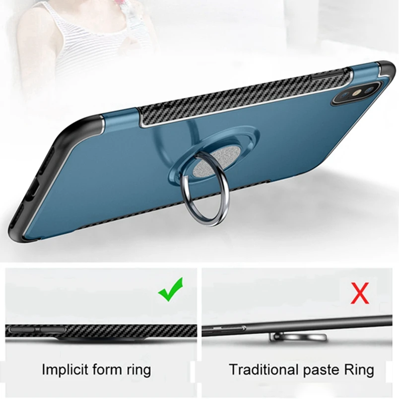 Magnetic Car Holder Phone Case for iPhone 8 plus Cover Finger Ring Stand Coque XR XS Max X 6 7 Full Protect |