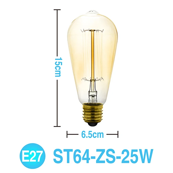 ST64-25W Retro Filament Lamp E27 E14 Edison Bulb 60W 40W 25W Bombilla AC240V Outdoor Decoration Lighting For Party Bar Restaurant Shop - Испускаемый цвет: ST64-25W