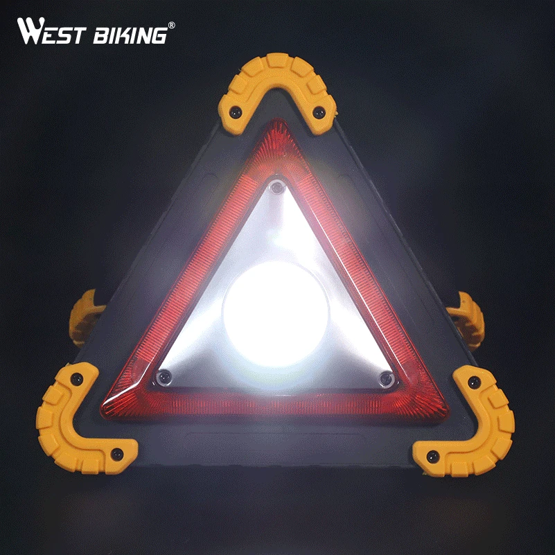 

WEST BIKING Multifunction Portable Triangle Signal Warning Light Rechargeable LED Outdoor Lighting Tool Camping Handle Spotlight