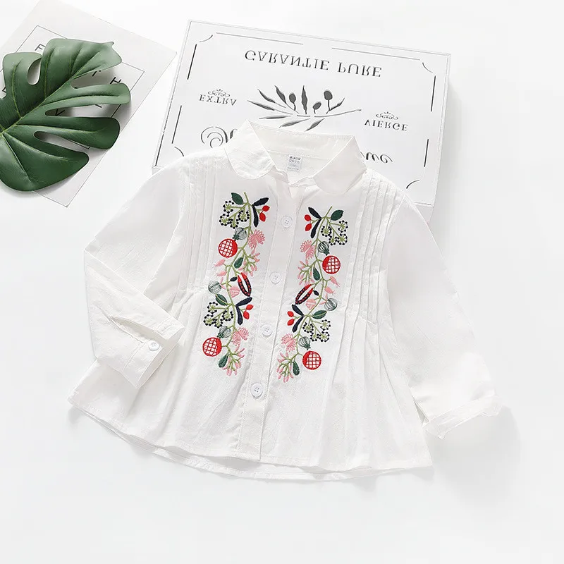 Новинка 2019 весенние блузки для девочек детская одежда рубашка с воротником
