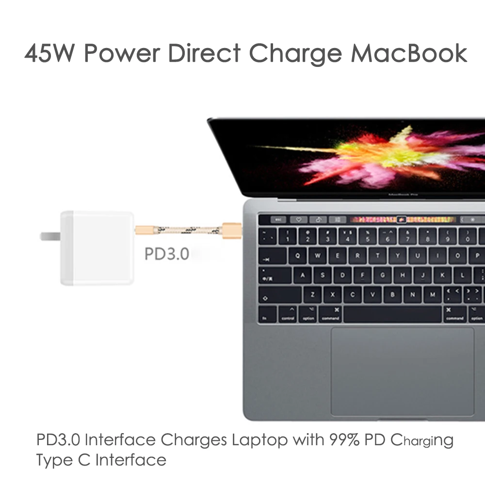 WOTOBE PD3.0 45 Вт USB C зарядное устройство для MacBook Pro DELL XPS 12/13/samsung Note 8 S9 Google Pixel XL iPhone X/8 8Plus iPad Pro