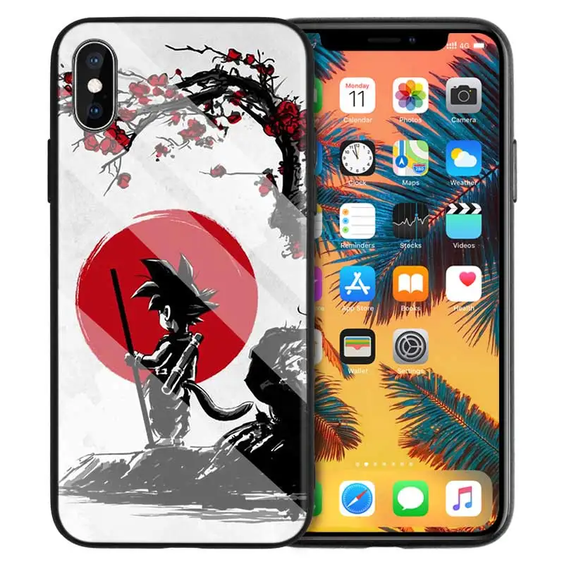 Жесткий чехол из закаленного стекла для Apple iPhone 7, 8, 6, 6 S, X, XR, XS, 11, 11Pro, MAX Plus, Dragon Ball, Z, тату, мультяшный Чехол для мобильного телефона - Цвет: 01