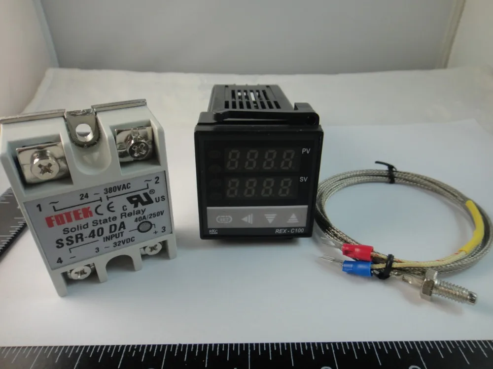 Двойной цифровой RKC PID C100FK02-V* AN 110-240 В твердотельное реле SSR40DA регулятор температуры с термопарой K, выход SSR