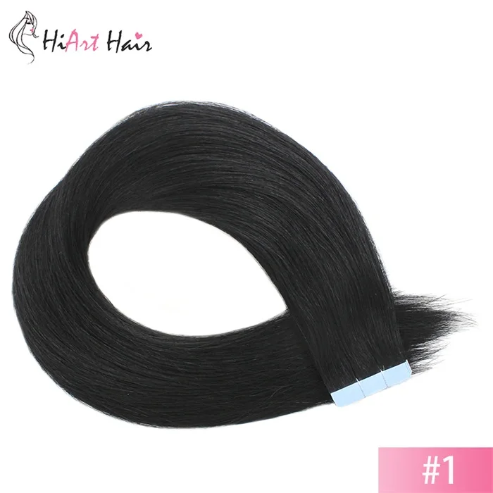 HiArt 2,5 г/шт., накладные волосы на ленте, человеческие волосы remy, для салона, двойная нарисованная лента натуральные волосы Balayage, прямые волосы 1" 20" 22" - Цвет: #1
