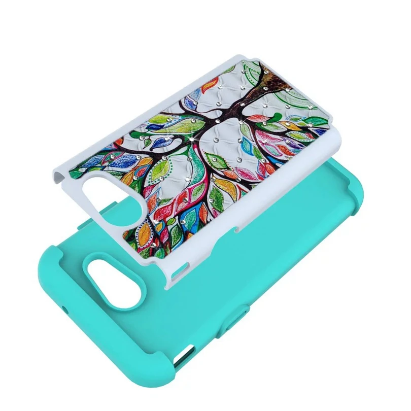 For 2017 Samsung Galaxy J3 Prime Spot Drill Painting Soft Silicone + PC 2 in 1 Material Armor Protective Case Cover J327P |
