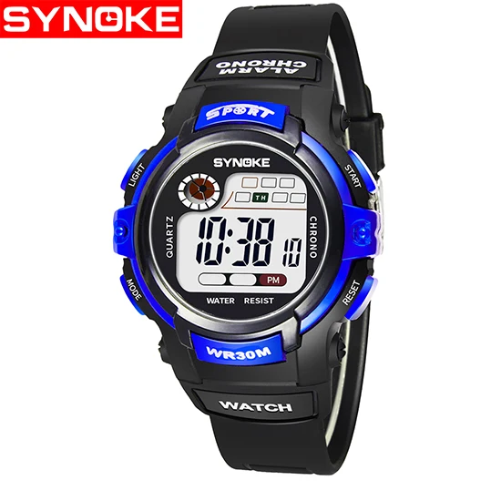 Blue SYNOKE спортивный студент, дети, часы для мальчиков и девочек, детские часы, наручные часы, детский светодиодный цифровой наручные часы, подарок для мальчиков и девочек - Цвет: Blue