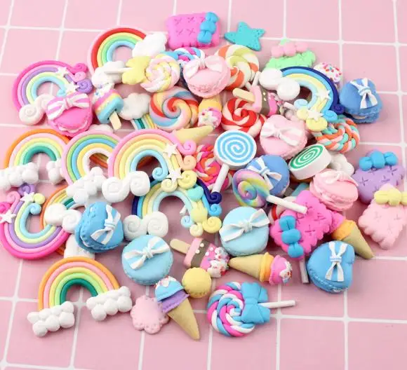 

kawaii fimo Polymer clay lollipop rainbow color mix style 100pcs/lot 20-50mm