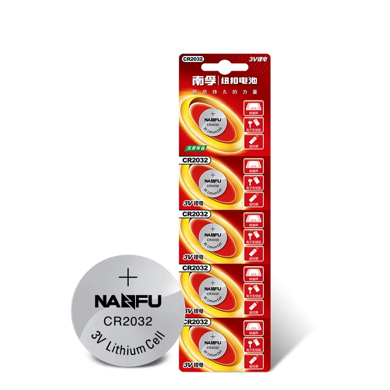 NANFU 6 шт/30 шт 3 в кнопка батареи CR2032 DL2032 ECR2032 GPCR2032 сотового монета литий ионная