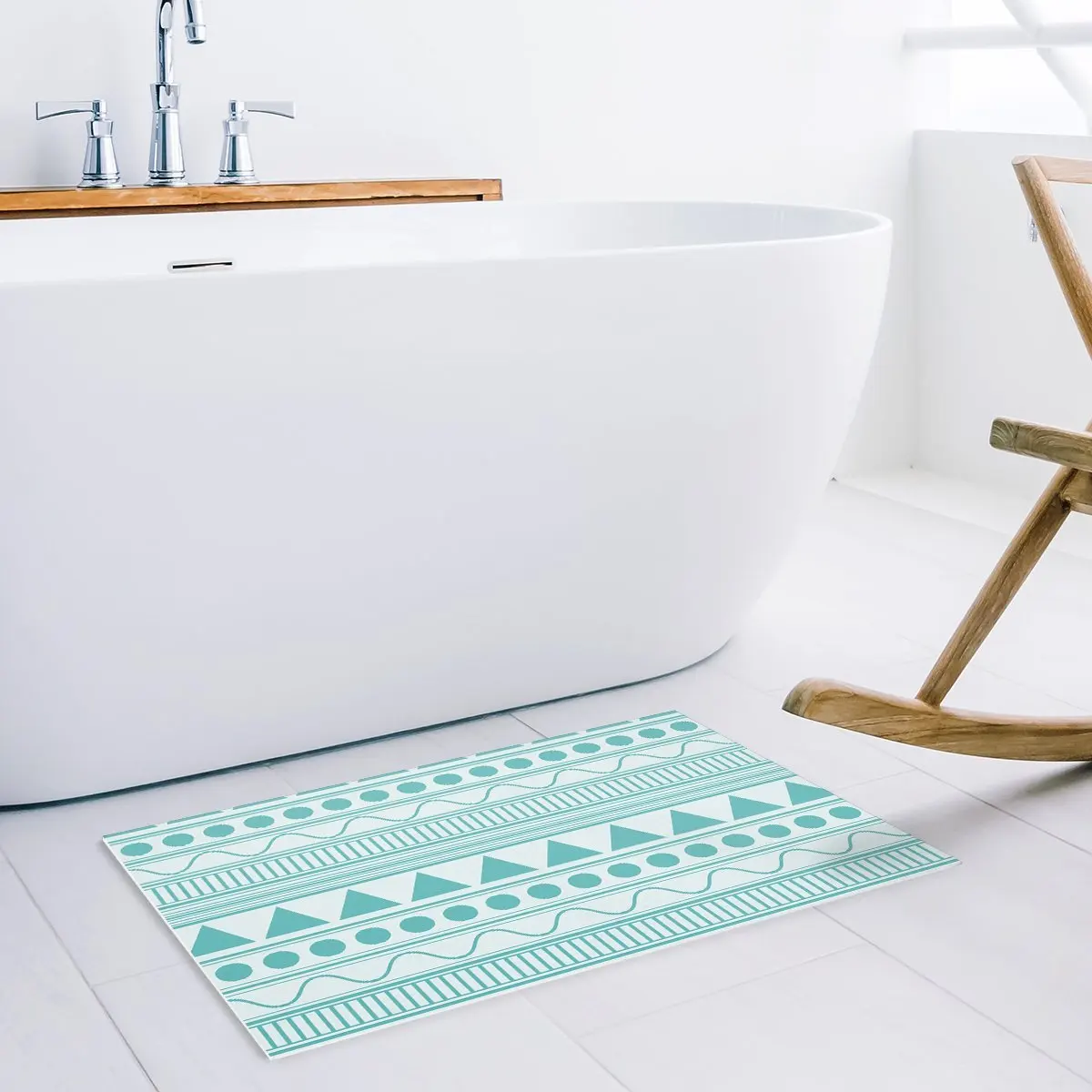 Moden Green Geometric Circle Wavy Line Stripes Door Mats Kitchen Floor Bath Entrance Rug Mat Bathroom Decor Doormats | Дом и сад