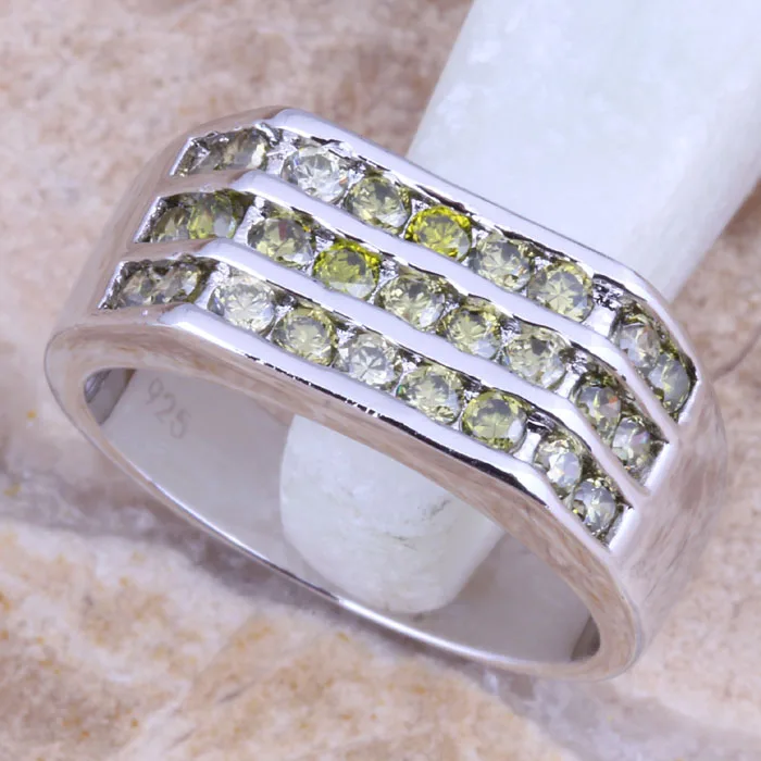 Великолепный зеленый Перидот посеребренное женское кольцо Размер 6 / 7 8 9 R1324 |