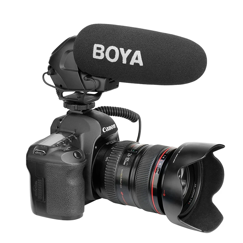 

BOYA Студийный конденсаторный микрофон для цифровой зеркальной камеры Nikon Canon, записывающее устройство для видеокамеры с резьбой 1/4, разъем 3,5 мм, микрофон для прямой трансляции