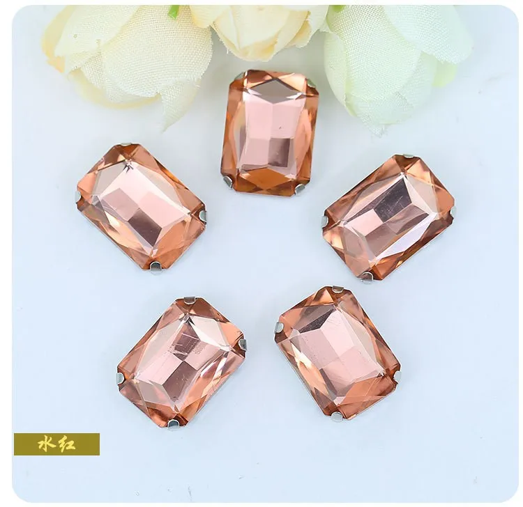 Water red 13x18 мм 20 шт Высокое качество Прямоугольник пришить коготь стразы полноцветные DIY - Цвет: Water red