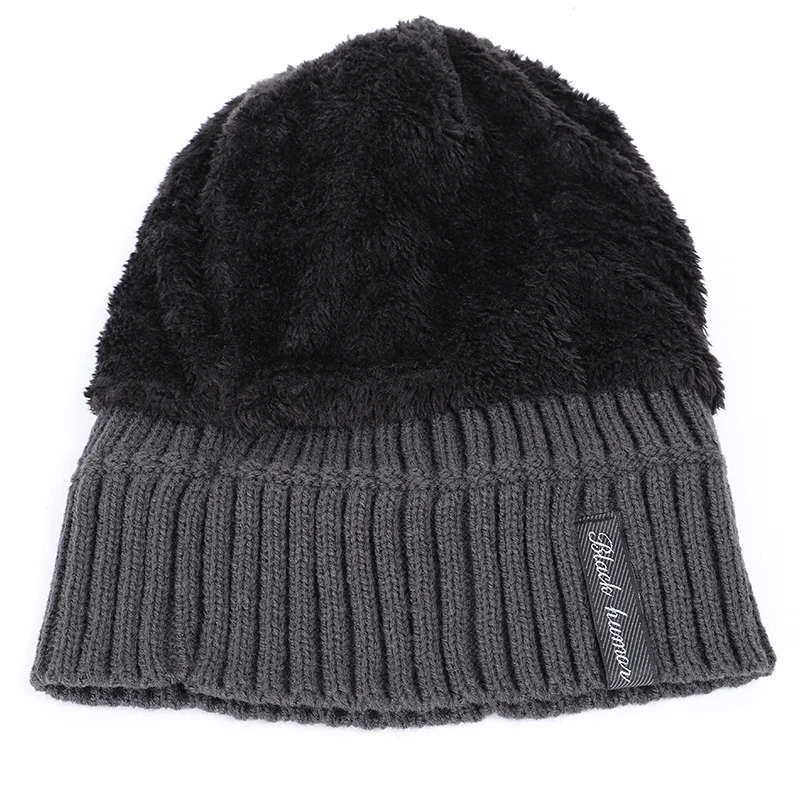 2018 Winter Fashion Men's Plus Velvet Knit Beanies Hat Scarf High Quality Men Women Warm Thicken Soft Cap Scarves Sets Male Bone |