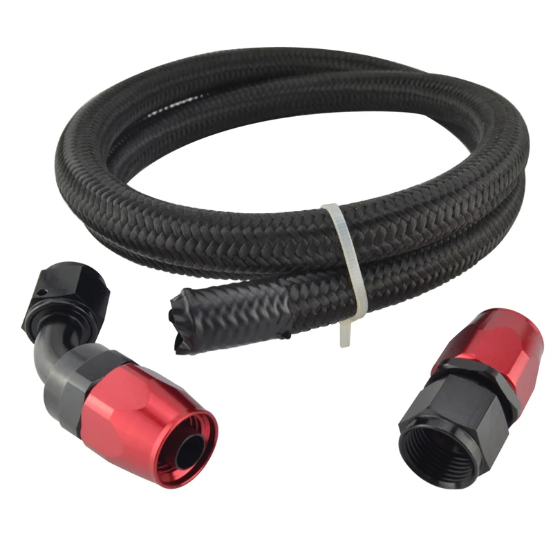 AN 10 10-AN Nylon &amp Stainless Braided Oil/Fuel Line Hose 1 Meter Pipe+Straight+45 Degree Swivel Fitting Oil End Adaptor Kit | Автомобили
