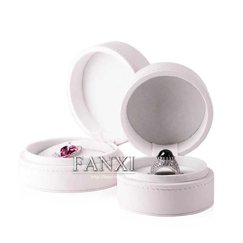 Изысканная круглая коробка FANXI из искусственной кожи розового и белого цвета для