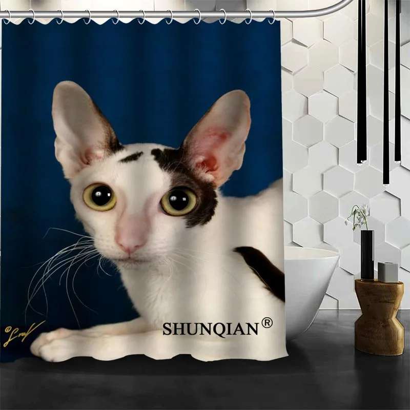 

New Custom Pisica Cat Shower Curtains Polyester Bathroom Waterproof Bath Curtain Size 150X180cm165X200cm180X200cm