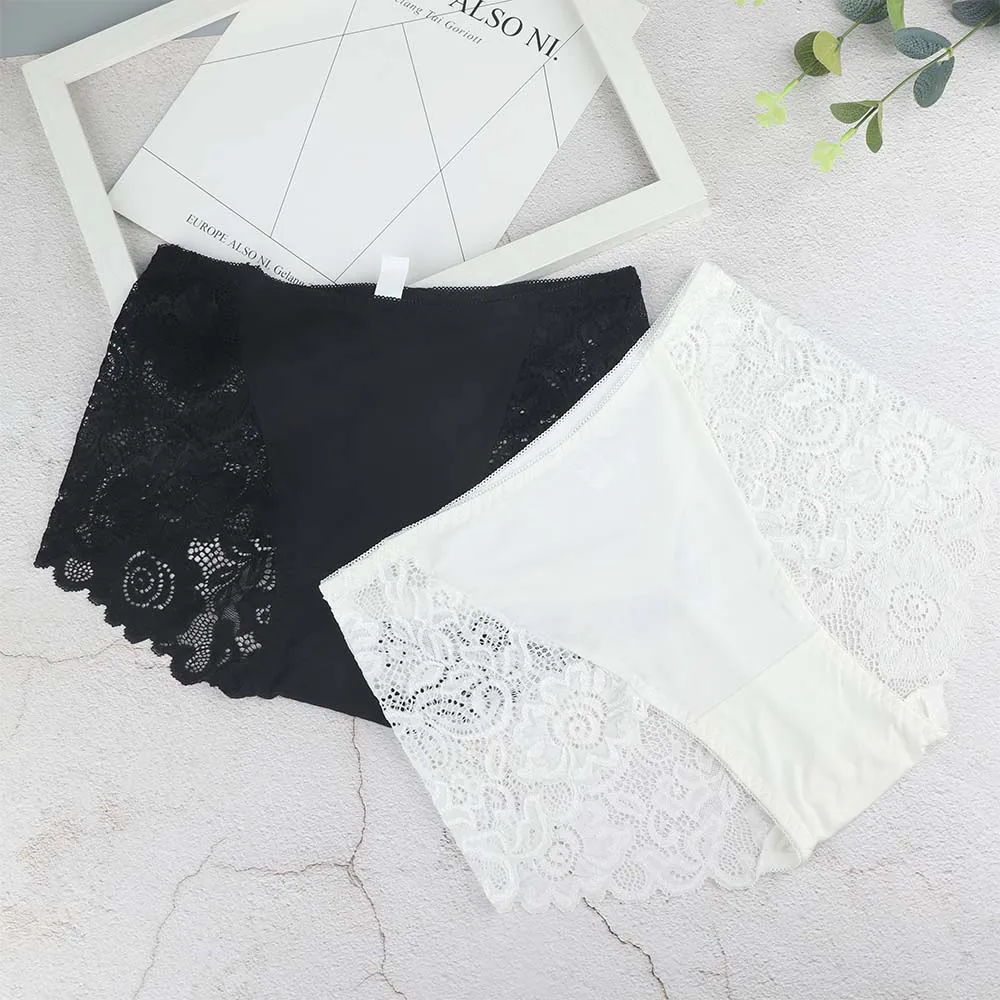 Бесшовные сексуальные женские дышащие кружевные трусы боксеры с высокой