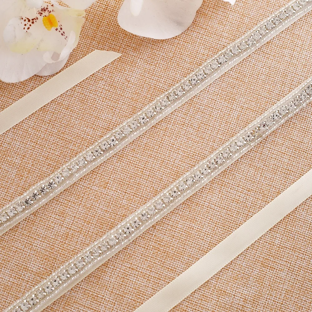 Silver Rhinestones Bridal Belt Crystal Wedding Belt 45inch Long Bridal Sash For Wedding Accessorie S117S